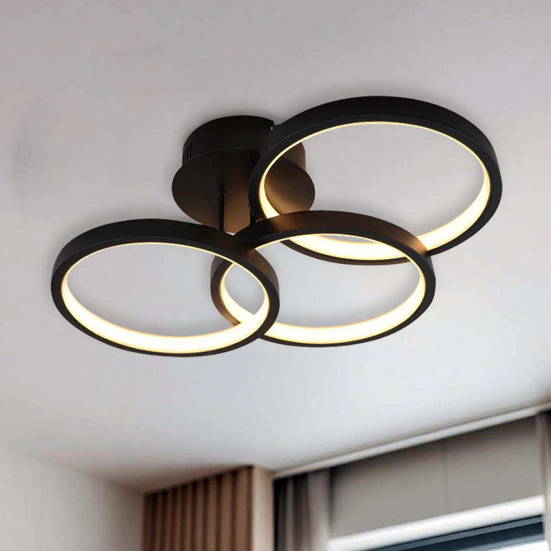 Lampada da soffitto nera moderna, Giorgio, 30W, 2700K LED, dimmer in 3 fasi