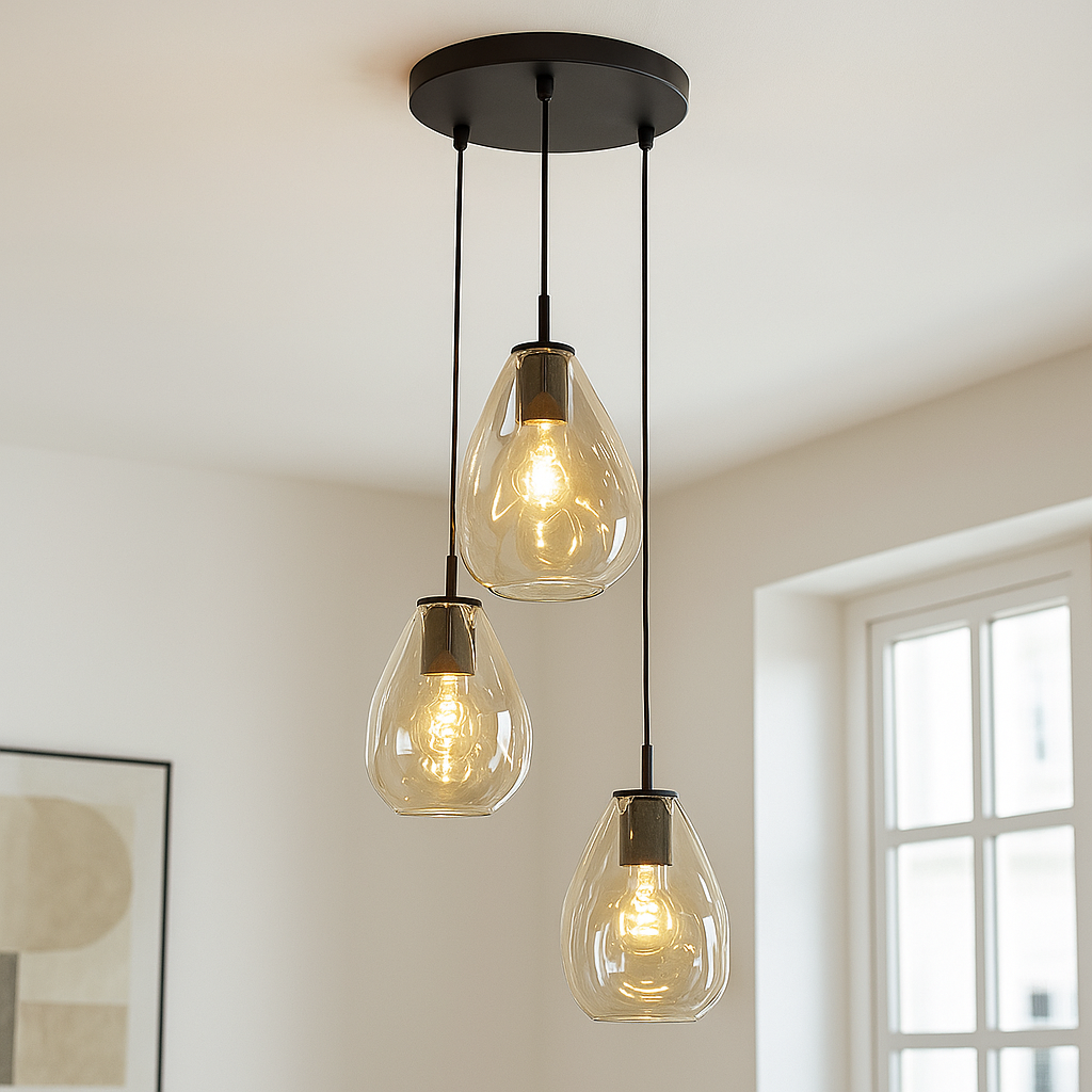 Lampada a sospensione ambrata design, Evito