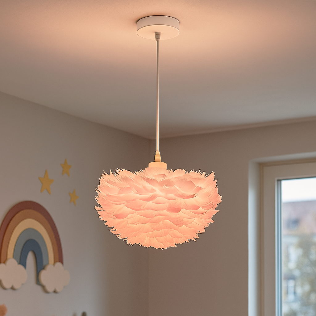 Lampada a sospensione rosa in tessuto, Suzie