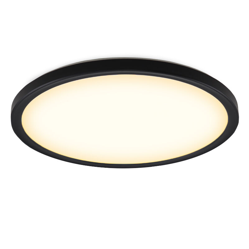 Plafoniera nera in plastica, Shona, 22W, 3000K LED, dimmer in 3 fasi