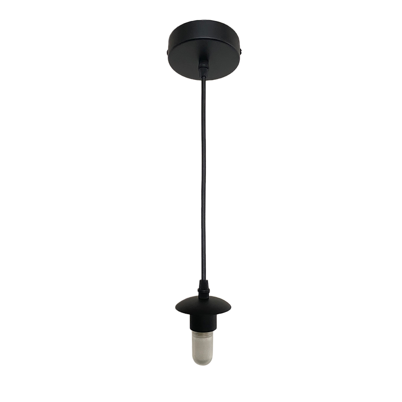 Lampada a sospensione senza paralume nera metallo, Aafje, IP44