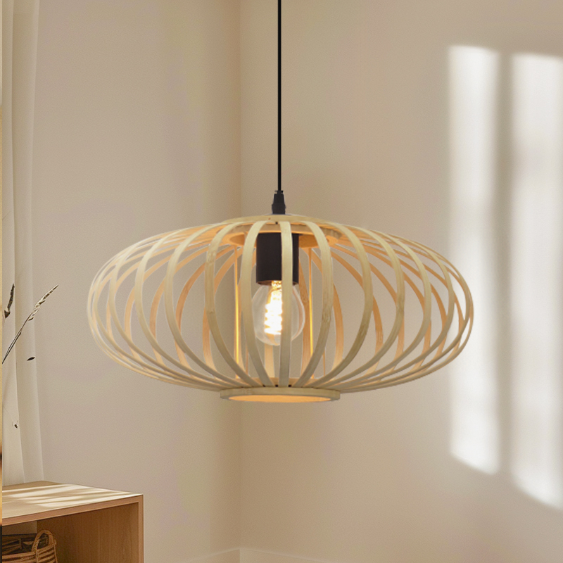 Lampada a sospensione in bambù marrone, Lieve