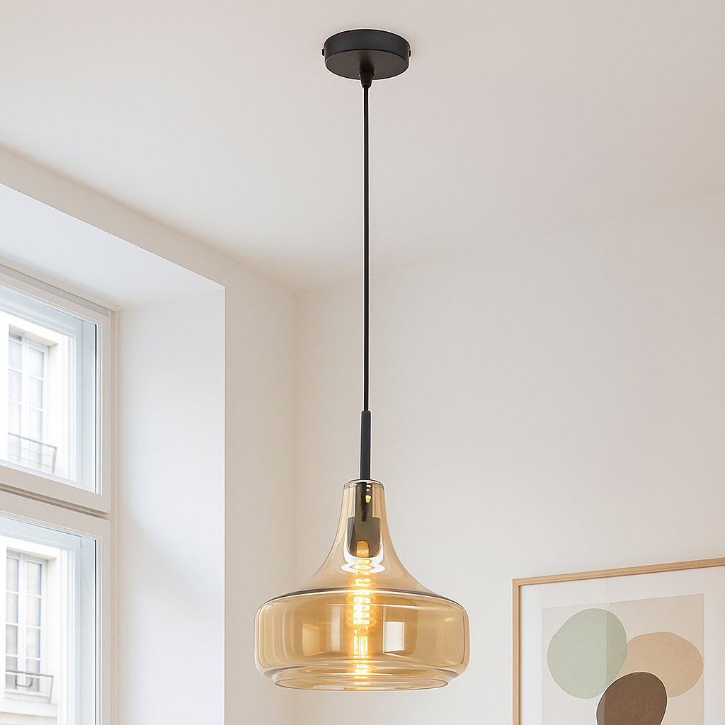 Lampada a sospensione ambrata moderna, Yael