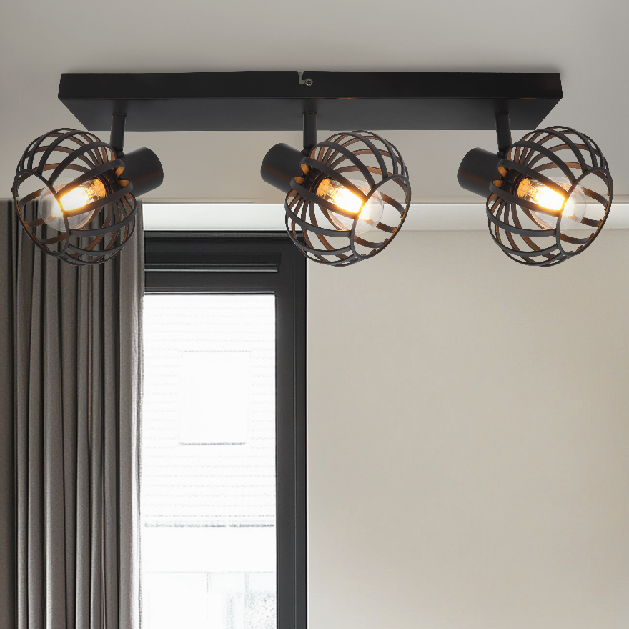 Faretto da soffitto nero industriale, Lieve