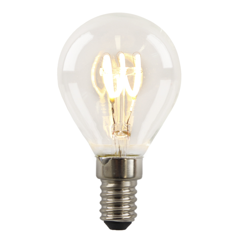 Olucia lampadina a filamento LED E14 regolabile Tuelo, P45, 4W, 2700K