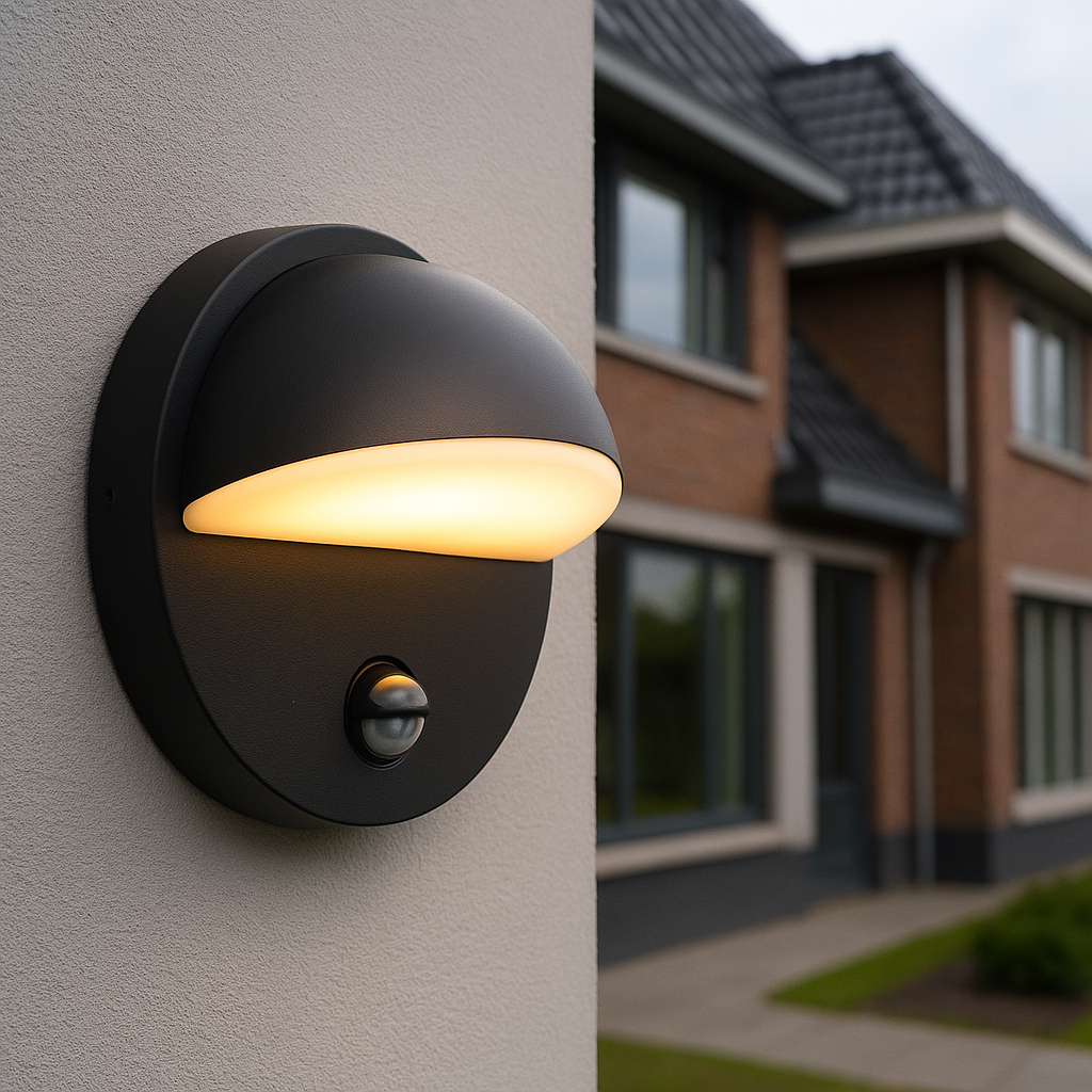 Applique da esterno con sensore di movimento nera moderna, Shelby, 7W, 3000K LED, IP44