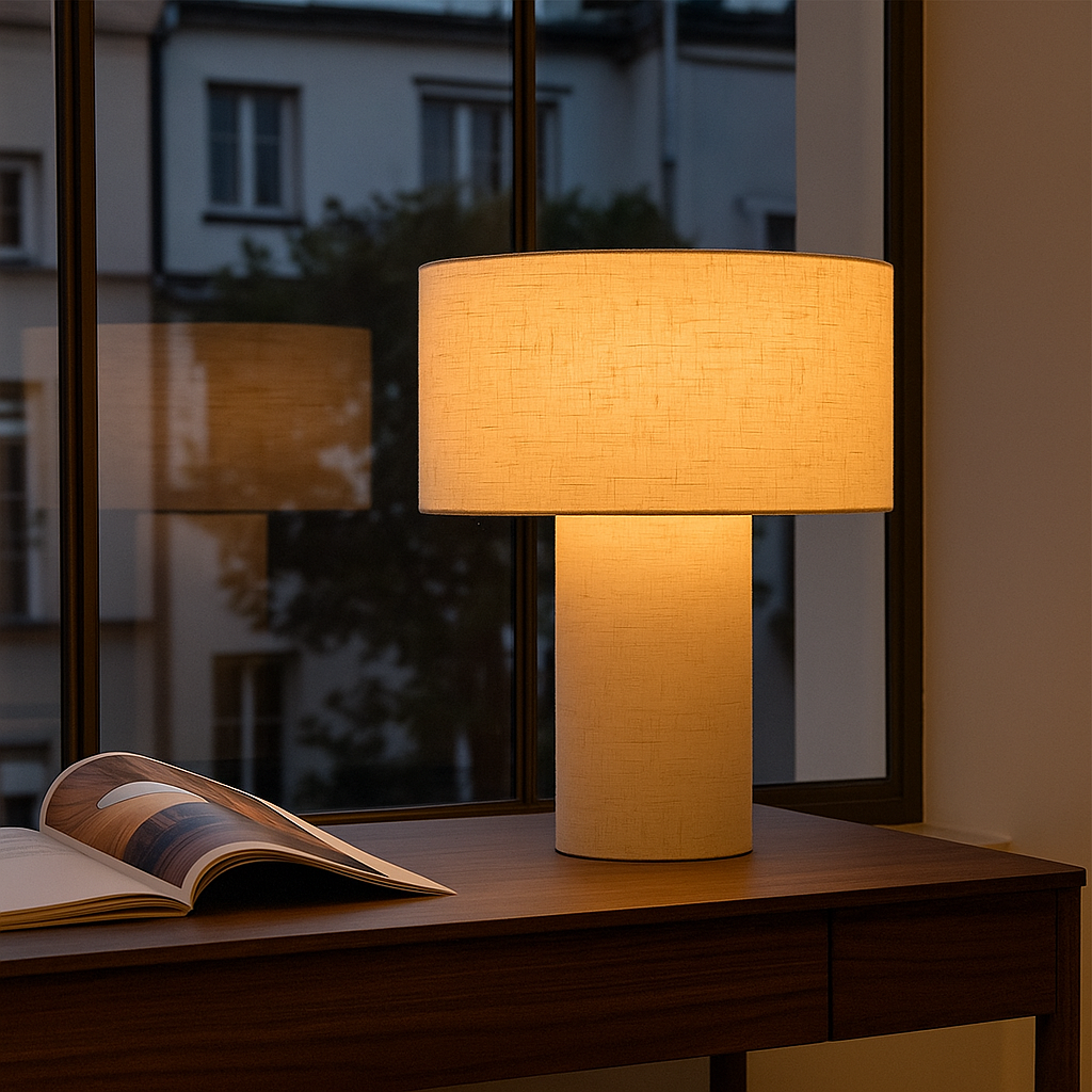 Lampada da tavolo beige moderna, Timmy, con interruttore