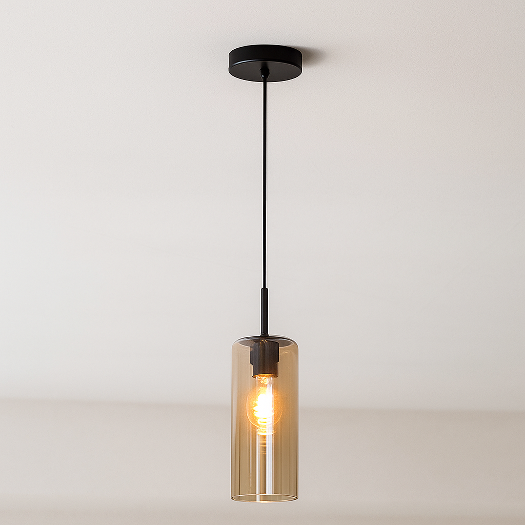 Lampada a sospensione per tavolo da pranzo ambrata moderna, Gaya