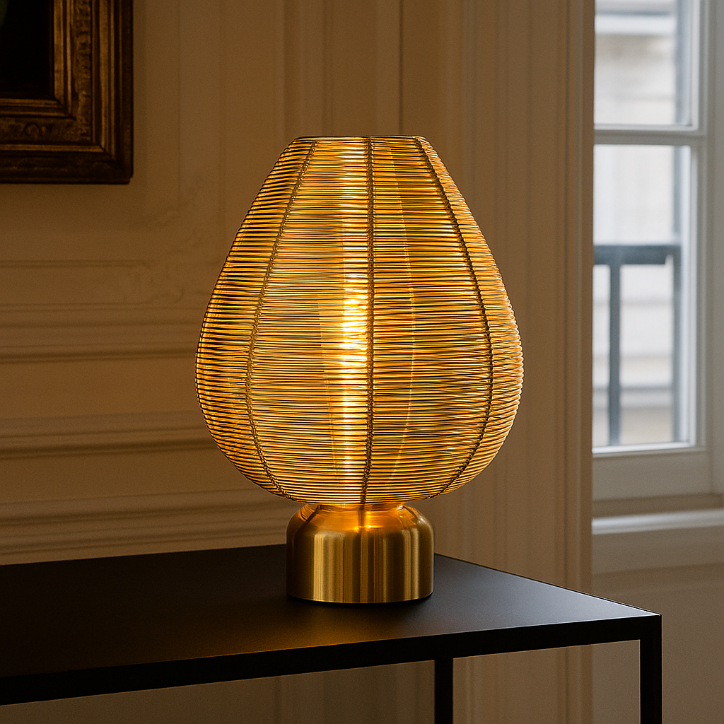 Lampada da tavolo in ottone moderna, Lesly, con interruttore