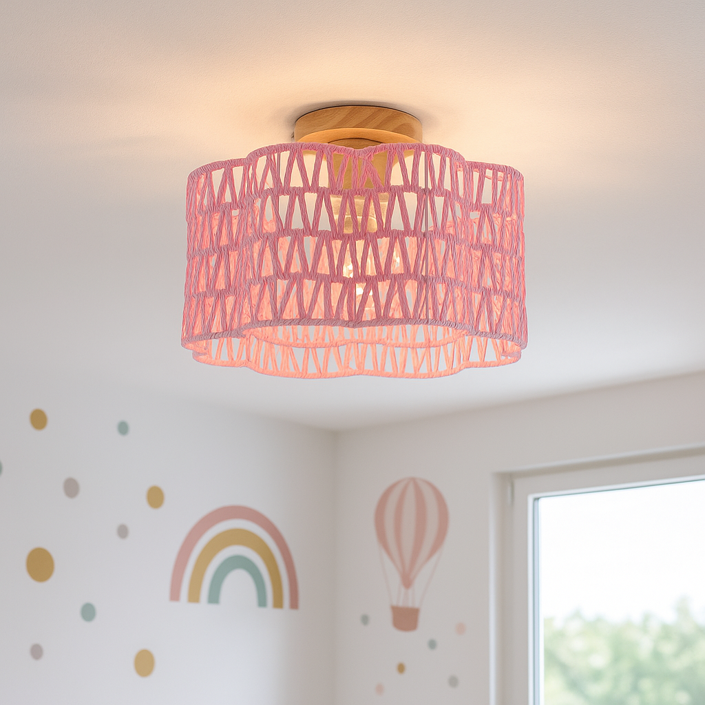 Lampada da soffitto di carta rosa, Mickey