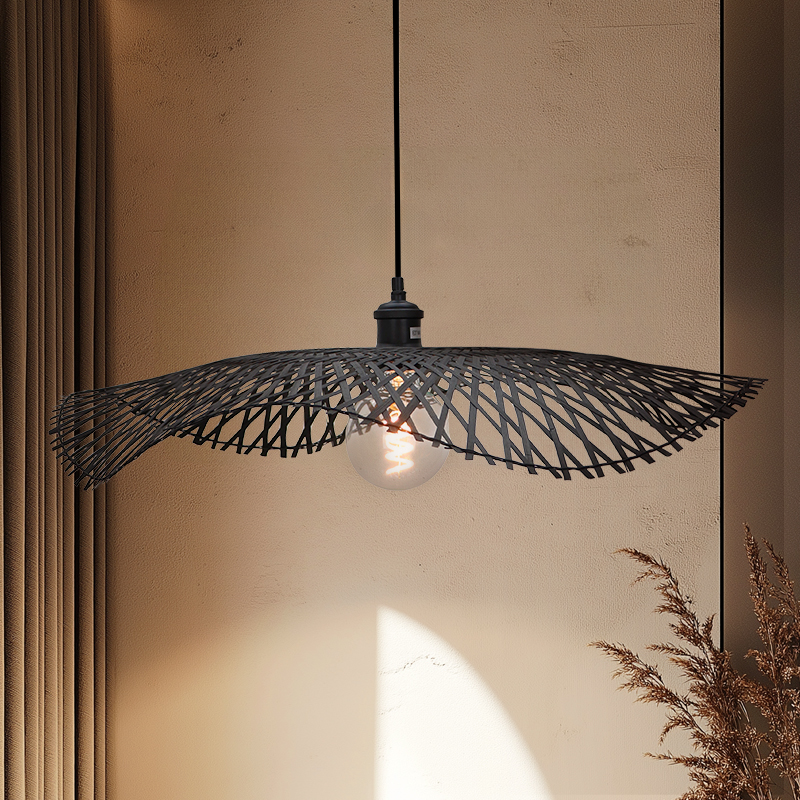 Lampada a sospensione in bambù nera, Romee