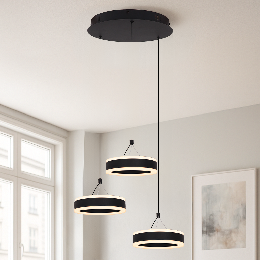 Lampada a sospensione nera design, Lava, 56W, 3000K LED