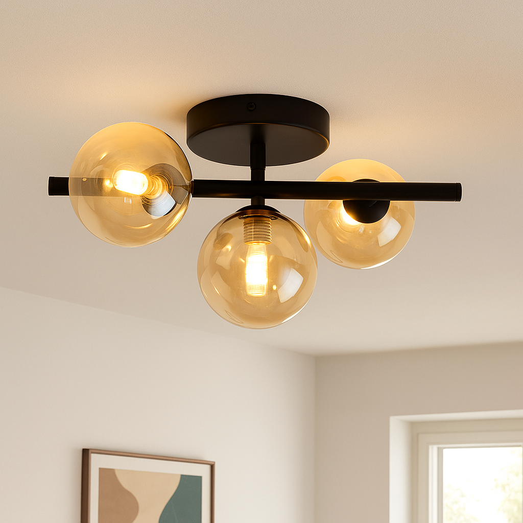 Lampada da soffitto ambrata design, Remo