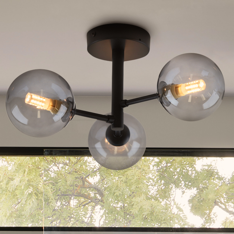 Lampada da soffitto da bagno nera moderna, Amer, IP44