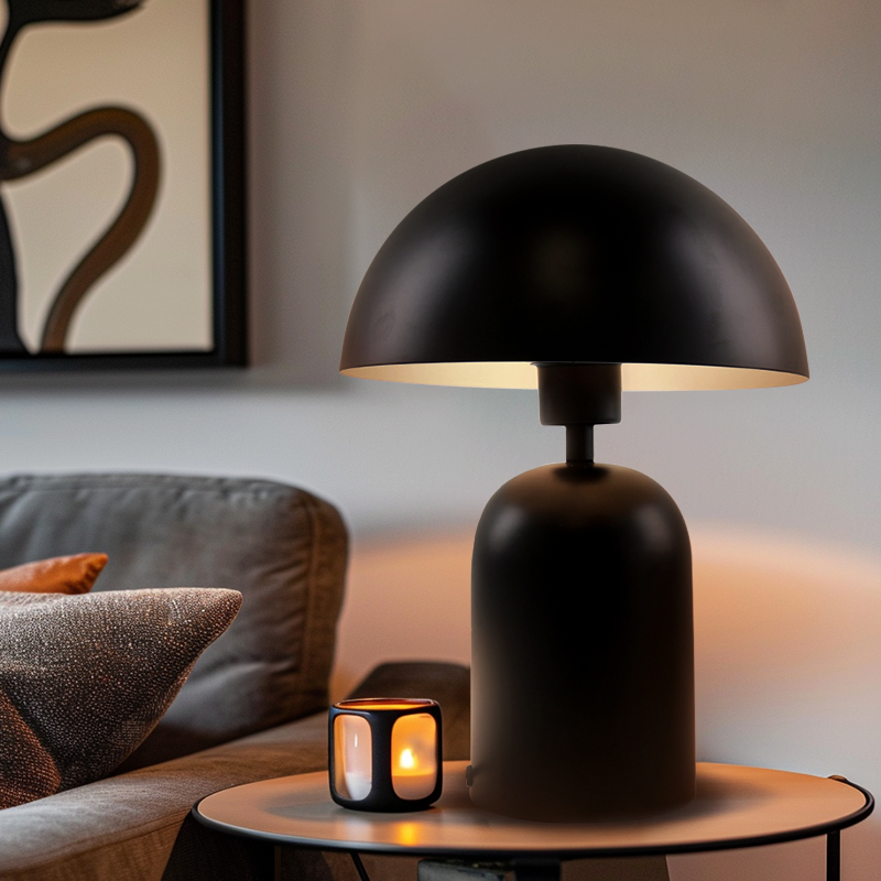 Lampada da tavolo nera moderna, Isha, con interruttore