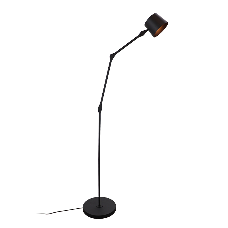 Lampada da terra nera moderna, Rinke, con interruttore