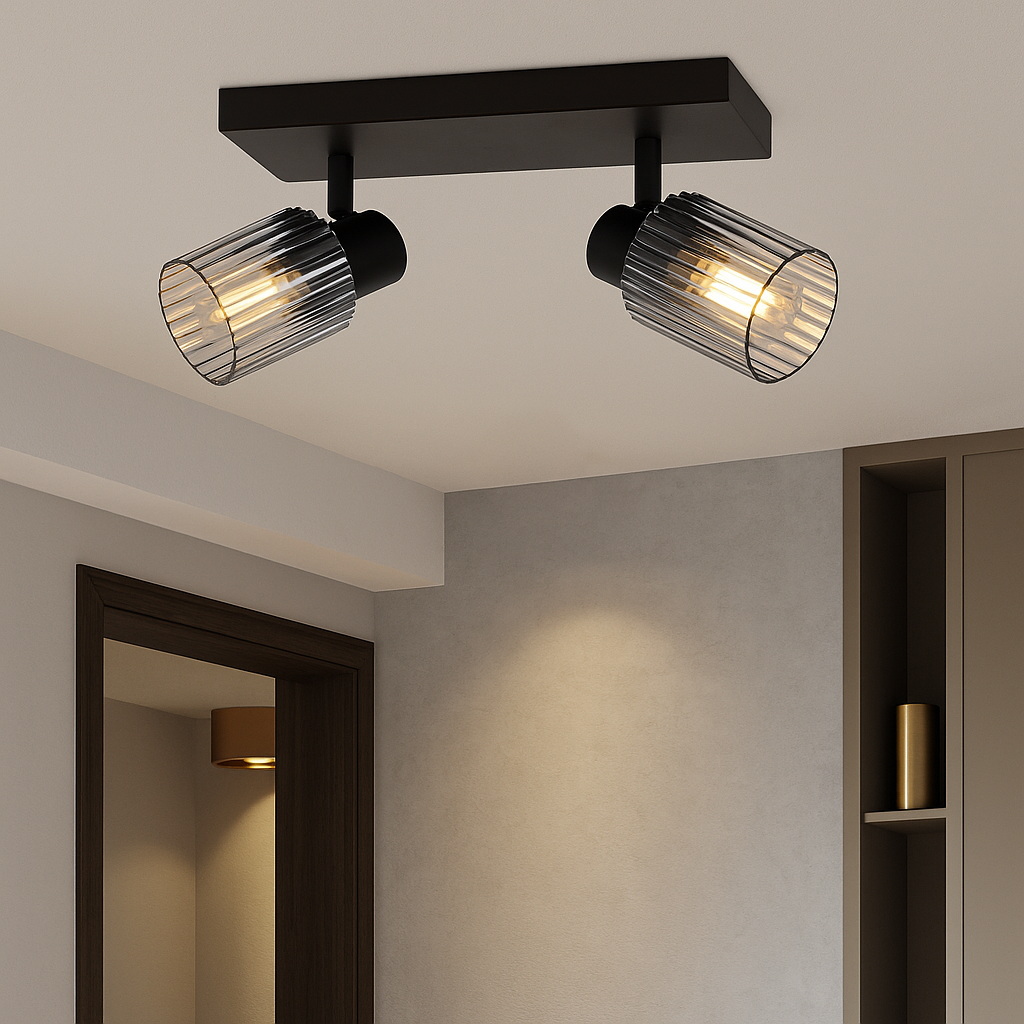 Faretto da soffitto grigio retrò, Omer