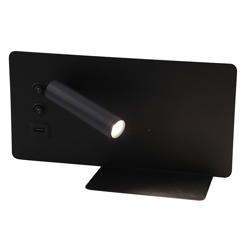 Applique da parete nera moderna, Stanley, 10W, 4000K LED, con interruttore