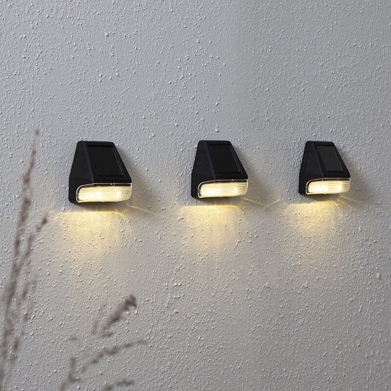 Set di 3 applique solari da parete Ammar, nere, con sensore crepuscolare