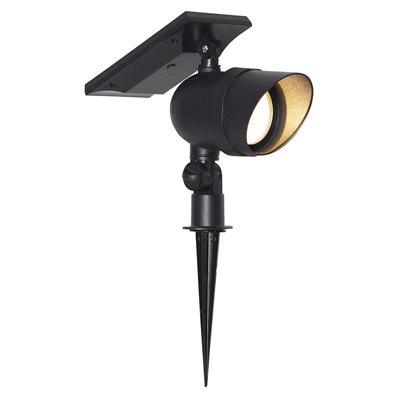 Faretto da giardino solare nero in alluminio, Ancilla, 0,064W, 3000K LED, IP44