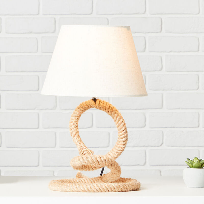 Lampada da tavolo bianca rustica, Boyke, con interruttore