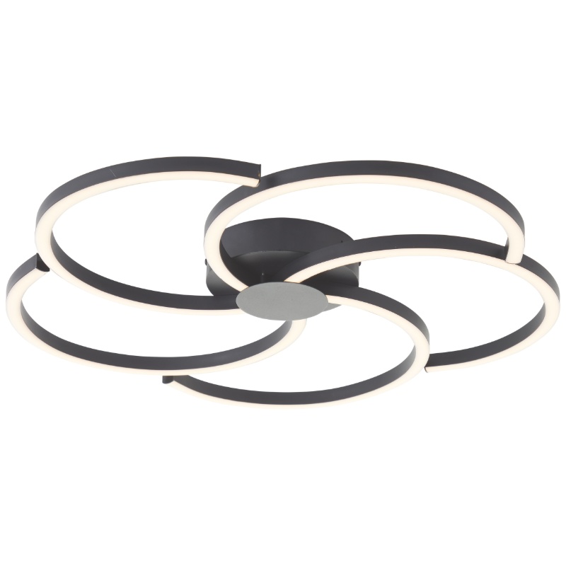 Lampada da soffitto nera design, Somia, 32W, 3000K LED, dimmer in 3 fasi