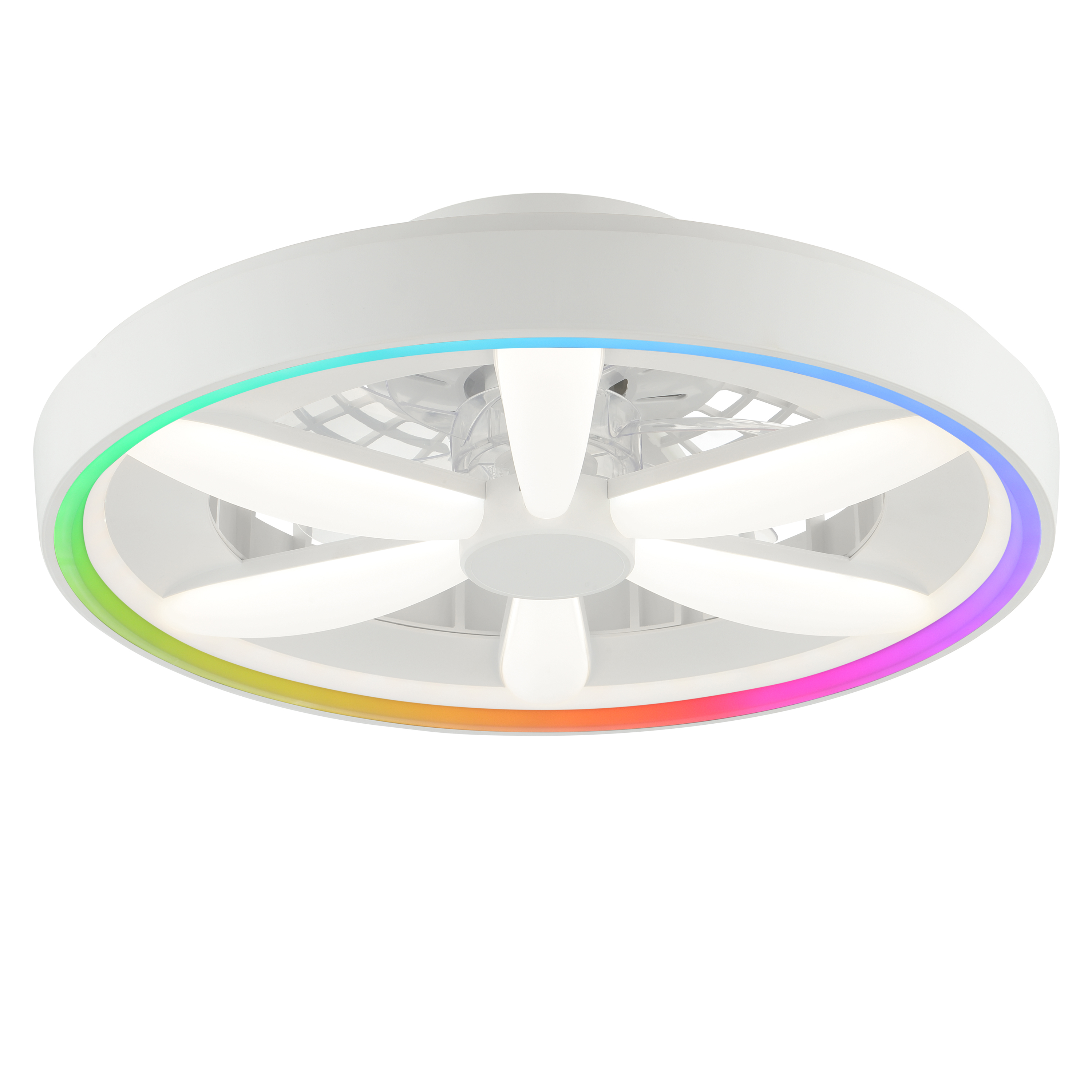 Ventilatore da soffitto bianco in plastica, Roos, 48W, RGBW LED, con telecomando