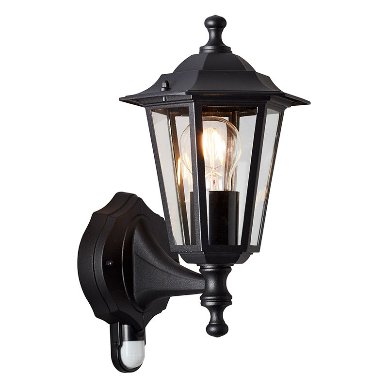 Applique da esterno con sensore di movimento nera classica, Rayn, IP44