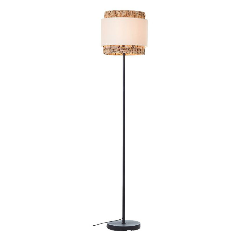 Lampada da terra marrone rustica, Vibeke, con interruttore