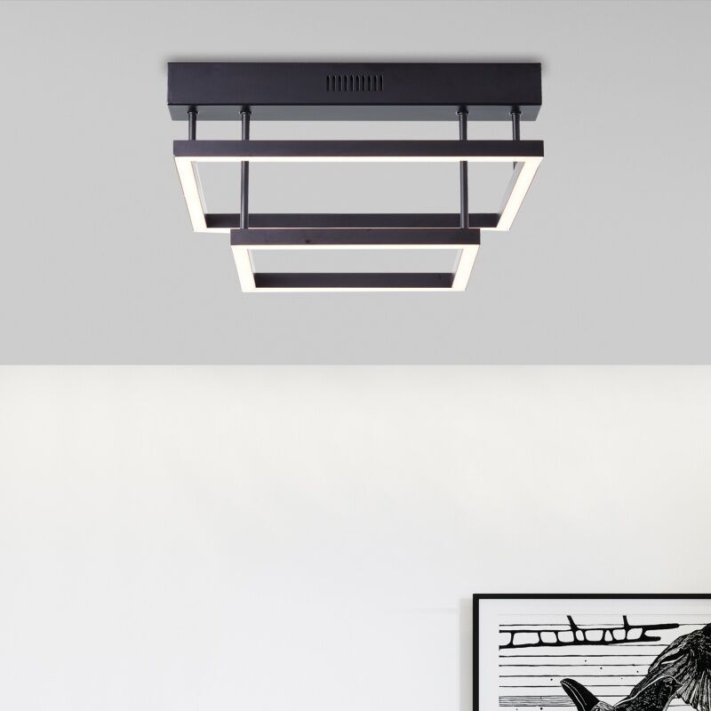 Plafoniera nera moderna, Enis, 34W, 3000K LED, dimmer in 3 fasi