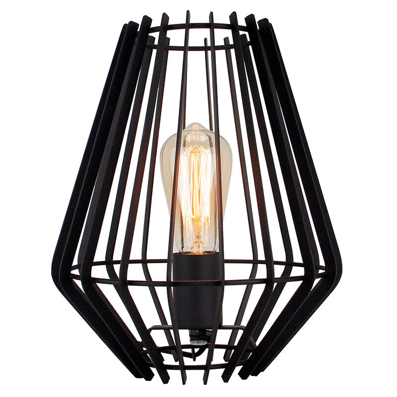 Lampada da tavolo nera industriale, Annabel, con interruttore