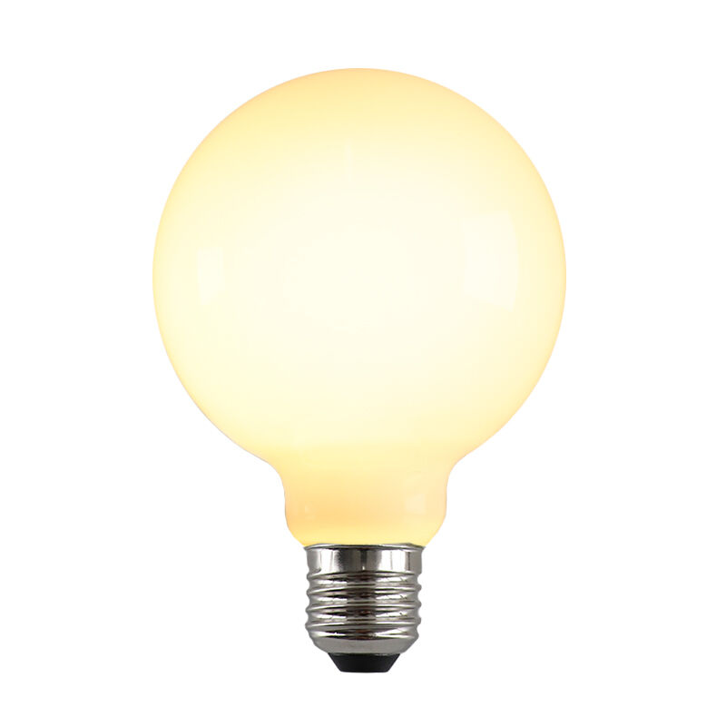 Lampadina LED Olucia E27 dimmerabile, G95, 5w, Vetro bianco, 2700k