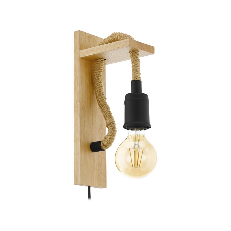 Applique da parete in legno marrone, Simeon, con interruttore