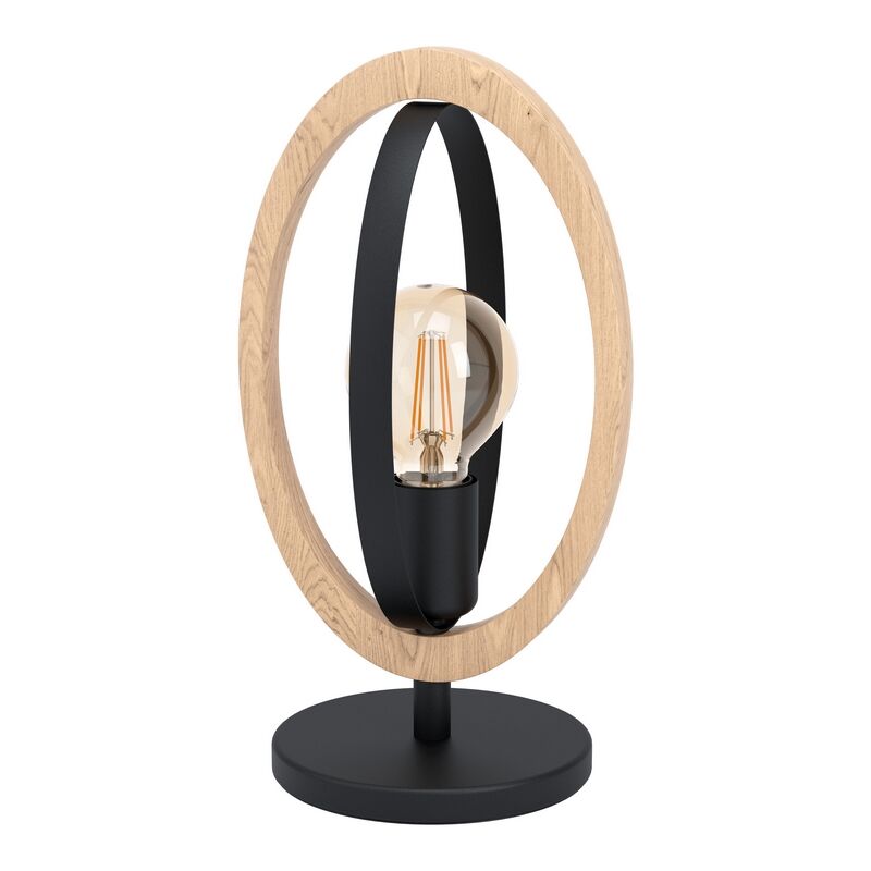 Lampada da tavolo in legno marrone, Angeline, con interruttore