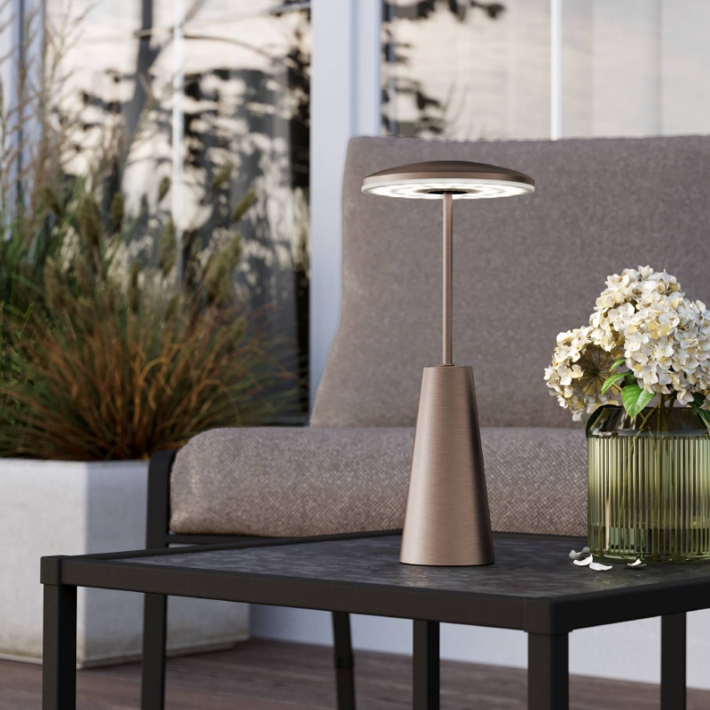 Lampada da tavolo di bronzo in acciaio, Ishika, 2,8W, white switch LED, IP54, controllo touch