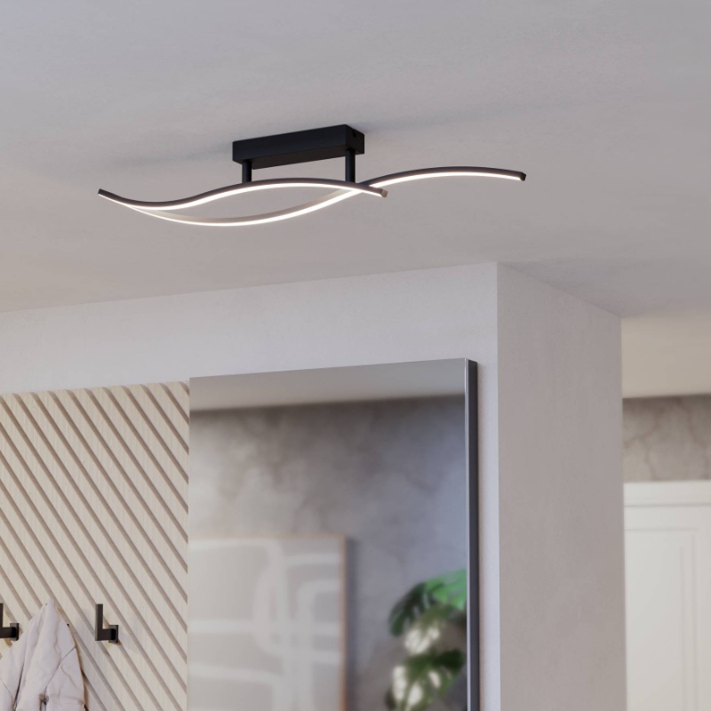 Lampada da soffitto nera in acciaio, Tevin, 12W, 4000K LED