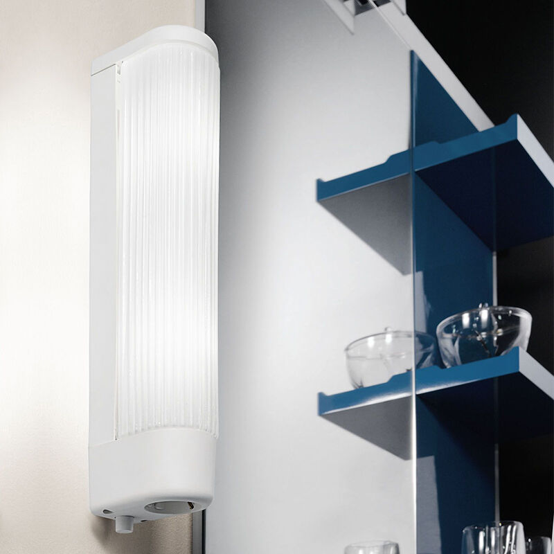 Lampada per specchio bianca in vetro, Amrita, con interruttore