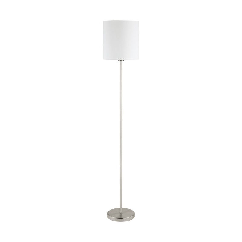Lampada da terra bianca in tessuto, Abano, con interruttore