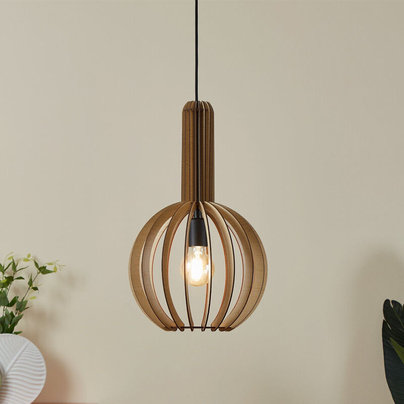 Lampada a sospensione in legno marrone, Kenney