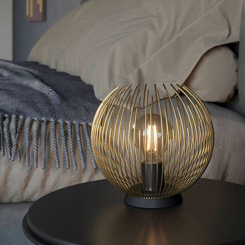 Lampada da tavolo dorata in alluminio, Keimpe, con interruttore