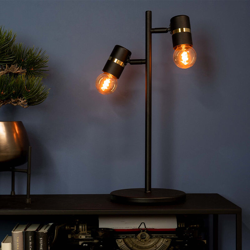 Lampada da tavolo nera in alluminio, Jelger, con interruttore
