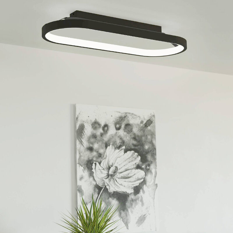 Lampada da soffitto nera in alluminio, Maira, 27W, 3000K LED, dimmer in 3 fasi