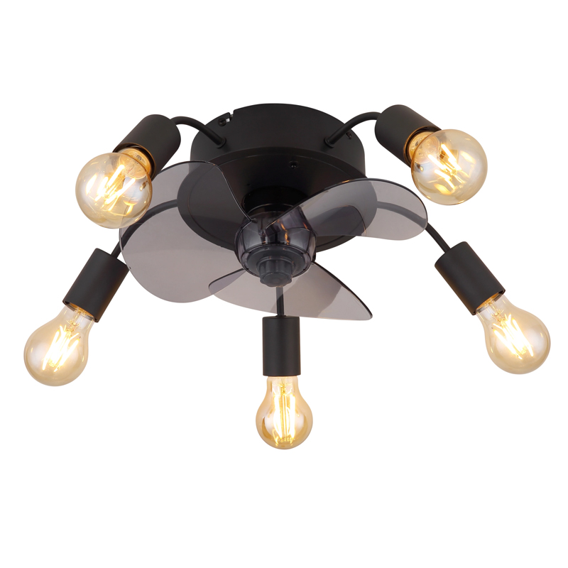 Ventilatore da soffitto nero metallo, Kiet, con telecomando