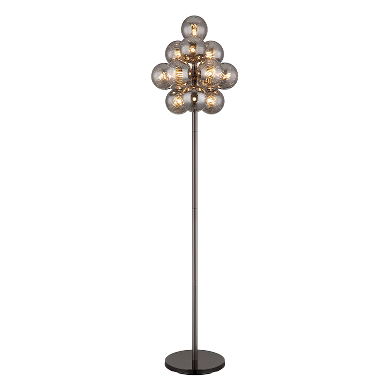 Lampada da terra grigia in vetro, Ozan, con interruttore