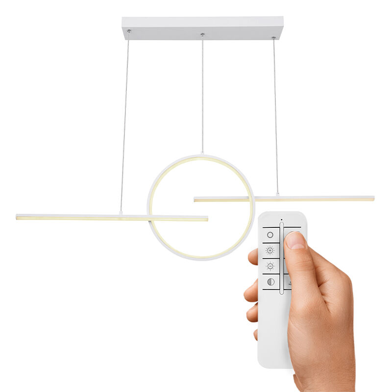 Lampada a sospensione bianca metallo, Wieger, 50W, bianco regolabile tra caldo e freddo LED, con telecomando