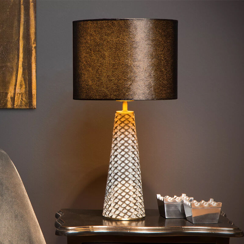 Lampada da tavolo retrò grigia, Extravaganza Velvet, con interruttore