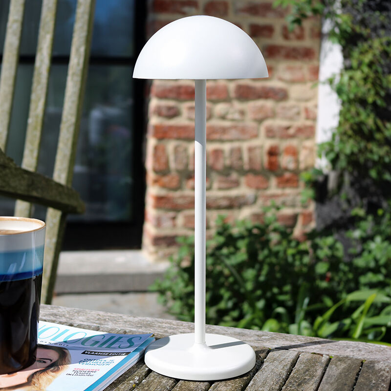 Lampada da tavolo da esterno retrò bianca, Joy, 1,5W, 3000K LED, IP54, controllo touch