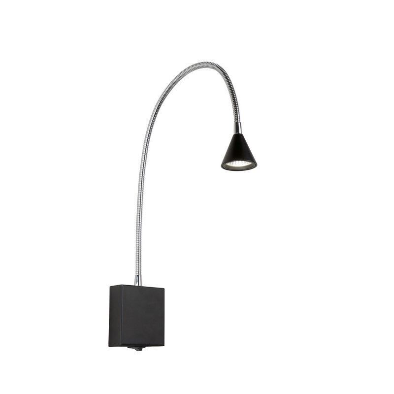 Applique da parete moderna nera, Buddy, 3W, 4000K LED, con interruttore