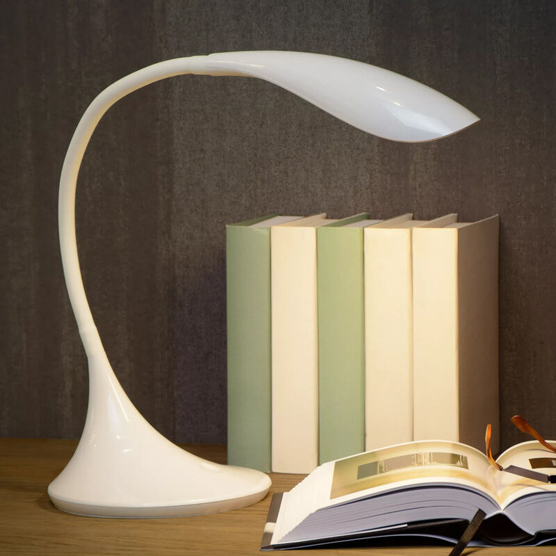 Lampada da scrivania moderna bianca, Emil, 4,5W, 3000K LED, con interruttore