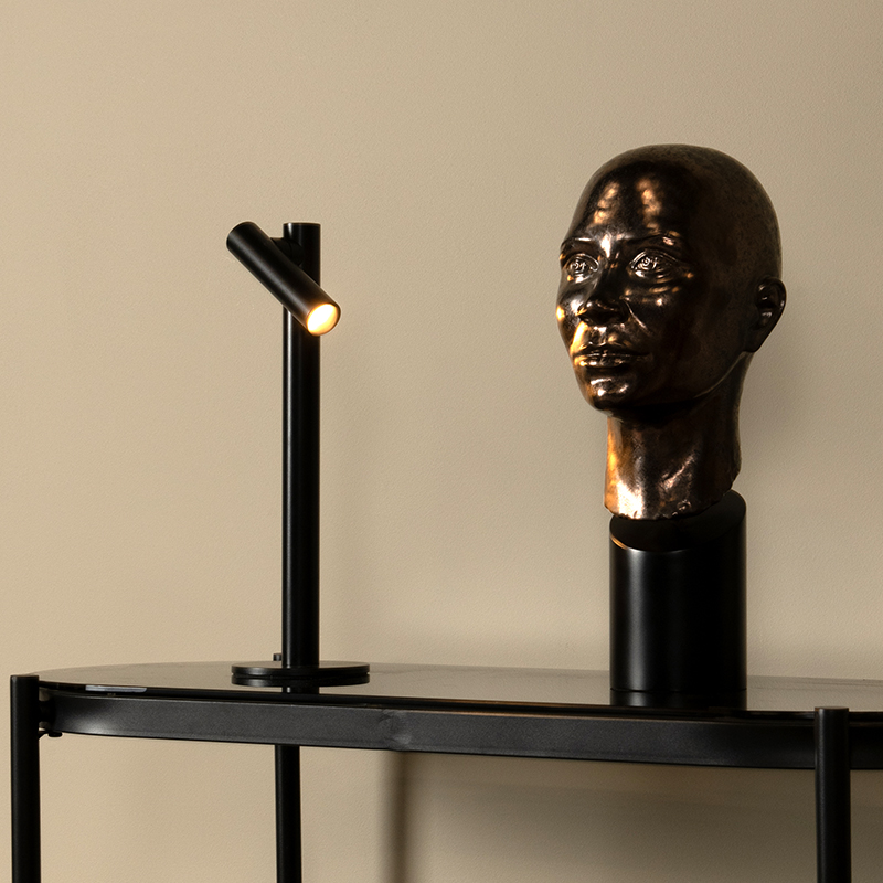 Lampada da tavolo ricaricabile moderna nera, Antrim, 2,2W, 2700K LED, IP54, controllo touch
